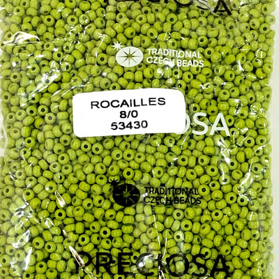 Preciosa Seed Beads 8/0 Rocailles-Round Hole-20 Gr, 53430 Opaque Olivine Green