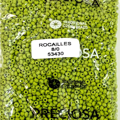 Preciosa Rocailles 8/0 Rocailles-Rundloch-20 Gr, 53430 Undurchsichtiges Olivingrün