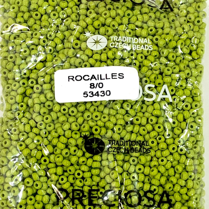 Preciosa Seed Beads 8/0 Rocailles-Round Hole-20 Gr, 53430 Opaque Olivine Green