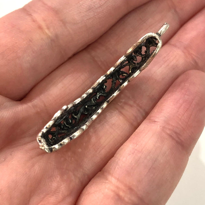 Silver Plated Large Brass Pendant, Cabochon Base,