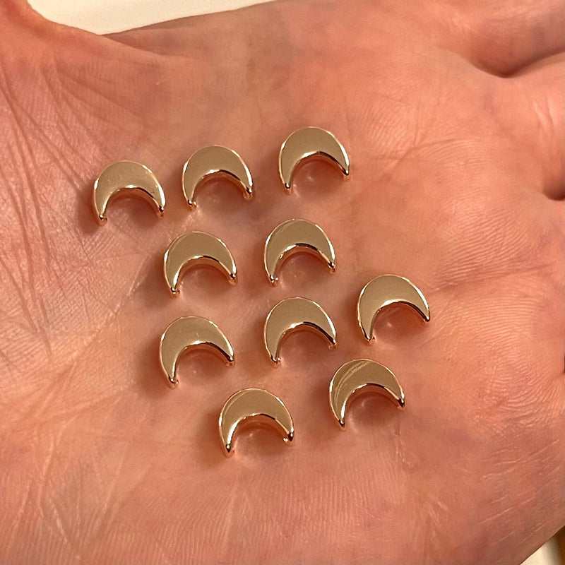 Rose Gold Plated Crescent Spacer Charms, 10 pcs in a pack