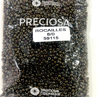 Preciosa Rocailles 8/0 Rocailles-Rundloch-20 Gr, 59115 Brown Iris