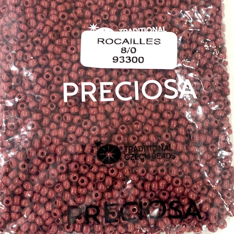 Perles de Rocailles Preciosa 8/0 Rocailles-Trou Rond-20 Gr, 93300 Corail Rouge Opaque