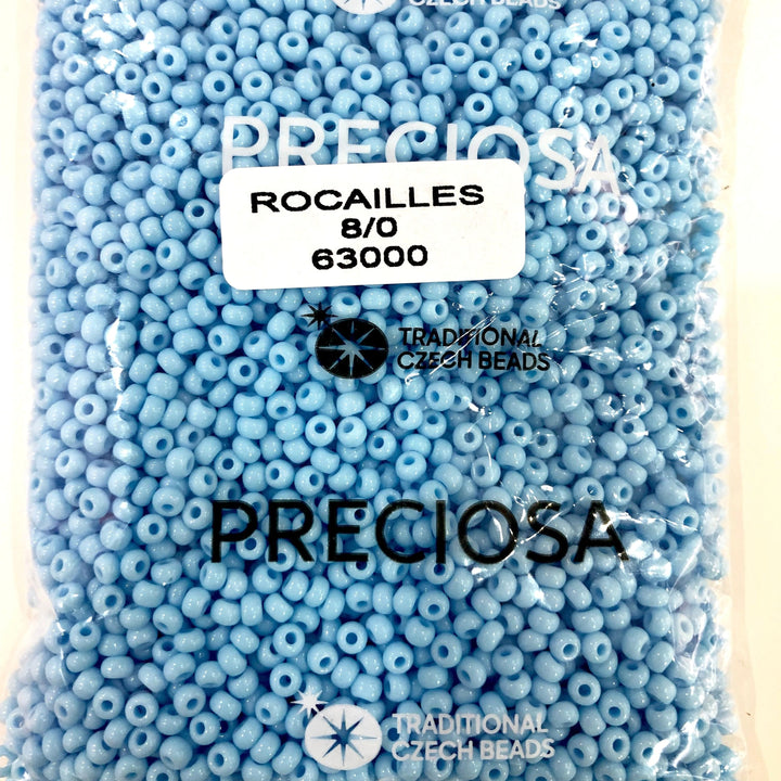 Preciosa Seed Beads 8/0 Rocailles-Round Hole-100 Gr,63000 Lt. Turquoise