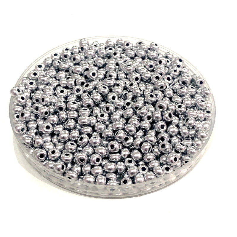 Preciosa Seed Beads 6/0 Rocailles-Round Hole 20 gr, 01700 Soft Silver-PRCS6/0-23,
