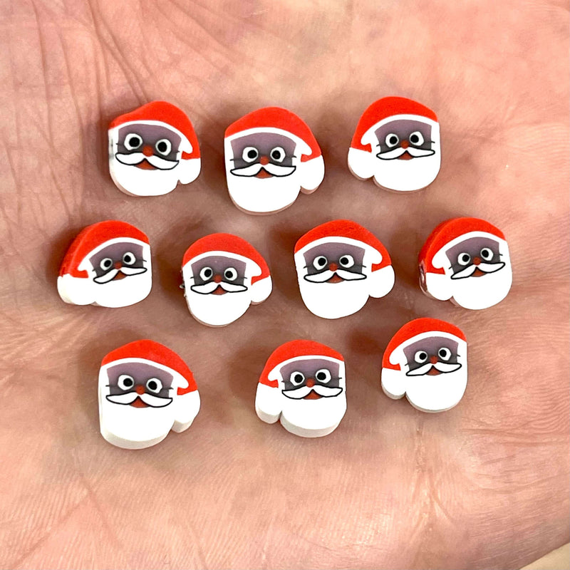 10mm Polymer Clay Santa Round Beads,10 Beads in a Pack£1.2