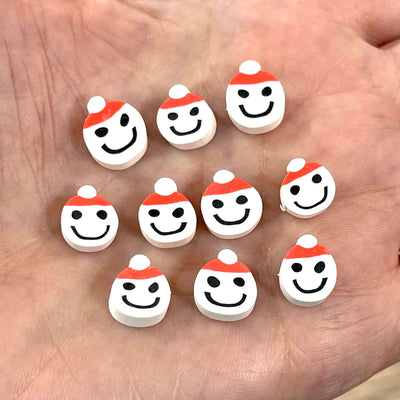 10mm Polymer Clay Snowman Round Beads,10 Beads in a Pack£1.2