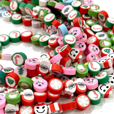 10mm Polymer Clay Assorted Pack Christmas Round Beads,10 Beads in a Pack£1.2