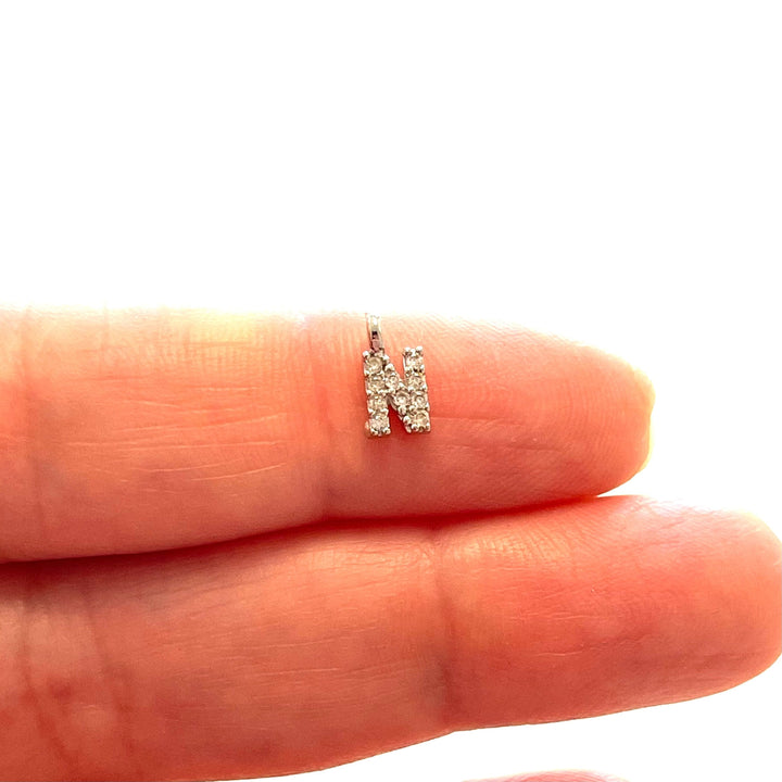 Silver Plated Brass Micro Pave Initial Charms