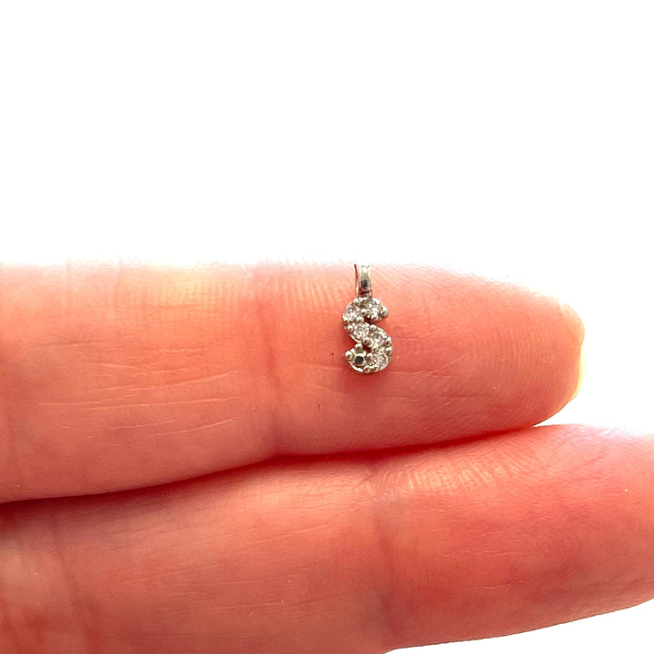 Silver Plated Brass Micro Pave Initial Charms