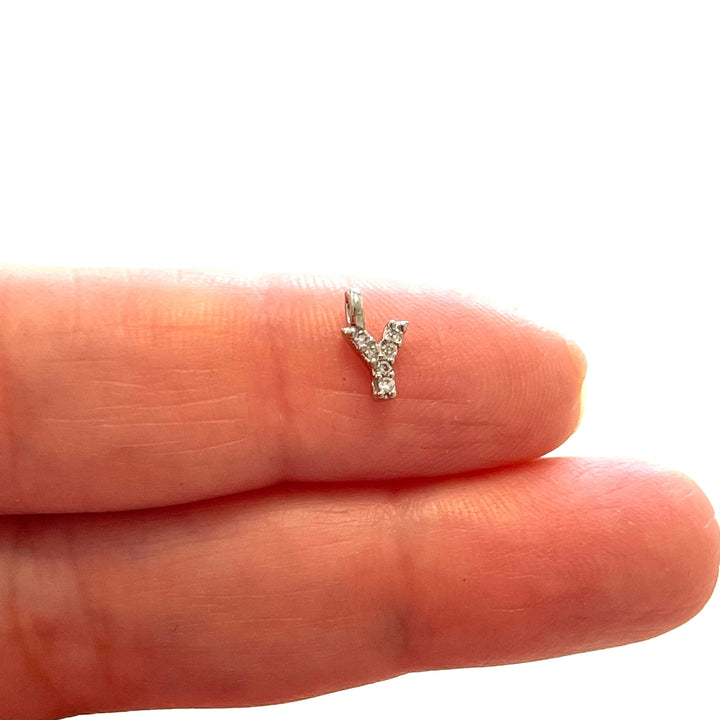 Silver Plated Brass Micro Pave Initial Charms