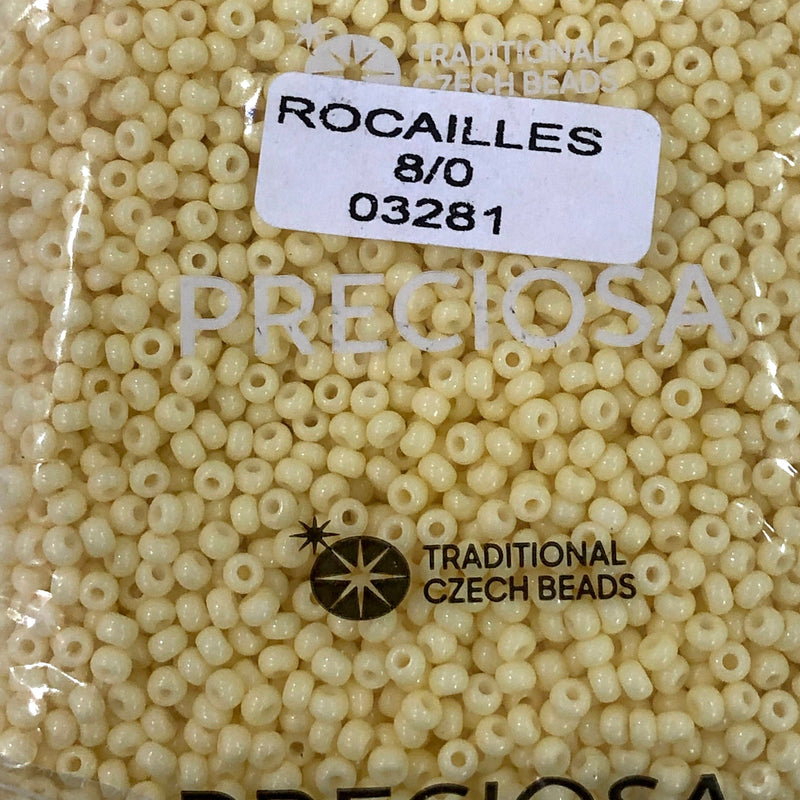 Preciosa Rocailles 8/0 Rocailles-Rundloch-20 gr, 03281 gelb 1 gefärbte Kreide weiß