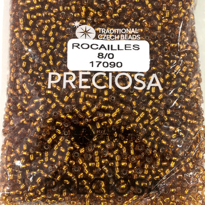 Preciosa  Seed Beads 8/0 Rocailles-Round Hole-20 Gr, 17090 Topaz Silver Lined