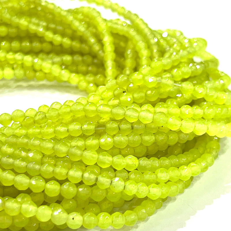 4 mm gelbe Jade facettierte runde Edelsteinperlen, 95 Perlen