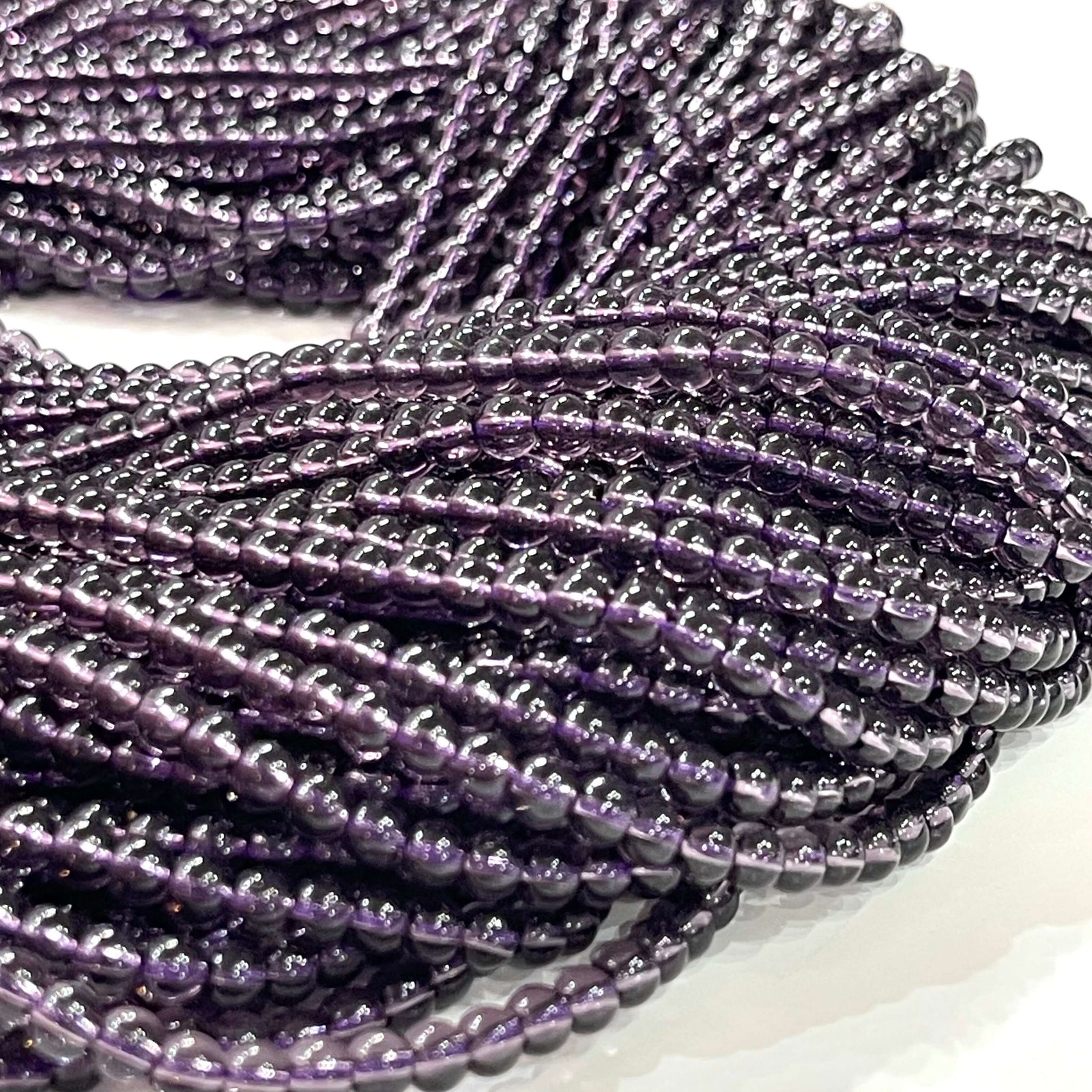 4mm Amethyst Jade Smooth Round Gemstone Beads, 95 Beads
