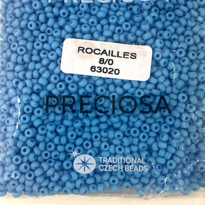 Preciosa Seed Beads 8/0 Rocailles-Round Hole-20 Gr,63020 Turquoise