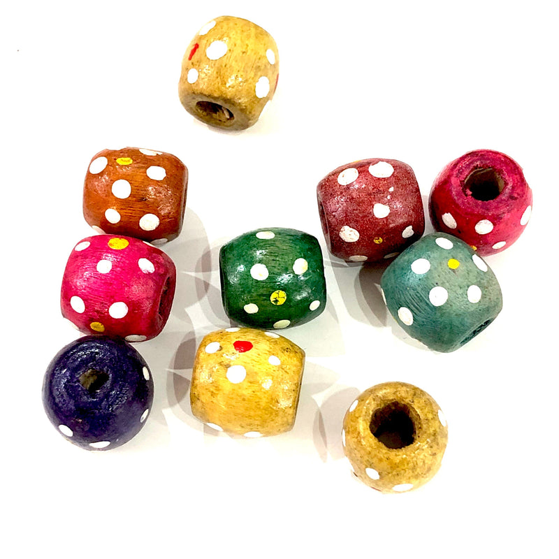 Large Hole Wooden Beads 16x15mm 10 Pieces in a pack