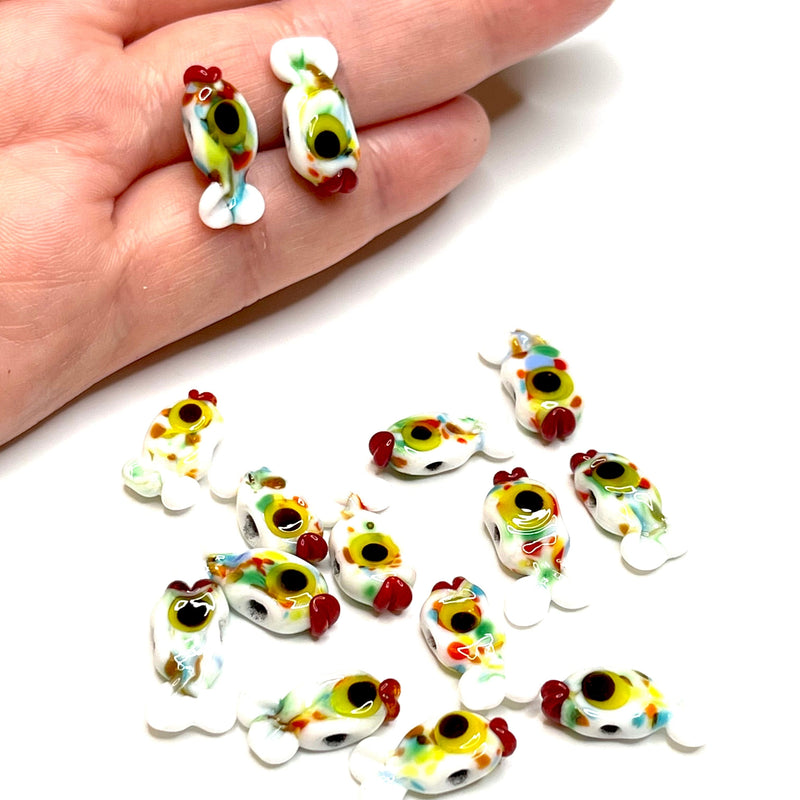 Breloques de poisson blanc en verre de Murano faites à la main, 2 pièces dans un paquet