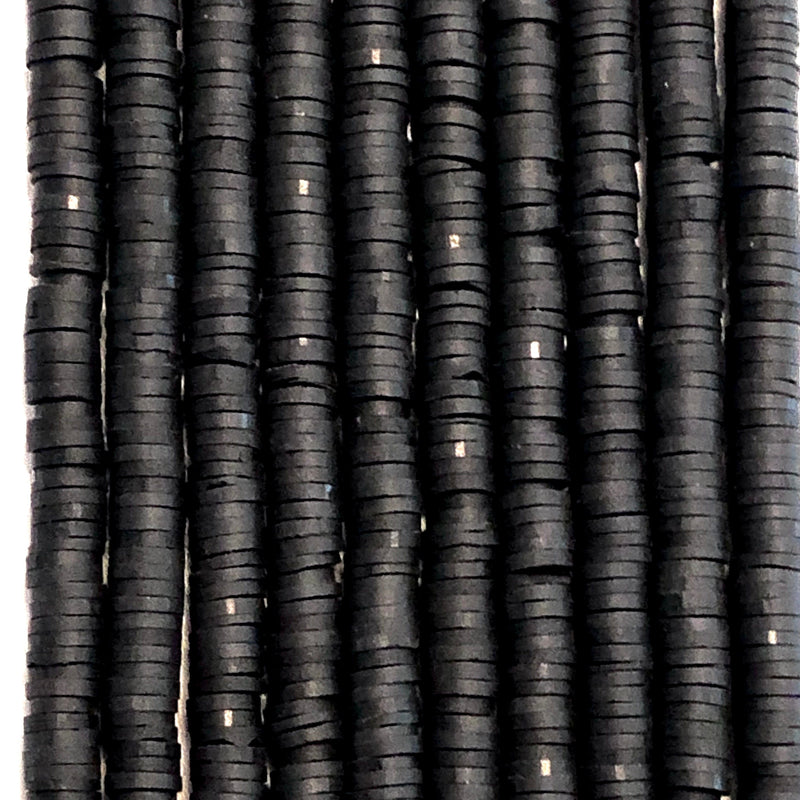 Black Heishi Beads, Polymer clay 6x1MM Vinyl Beads