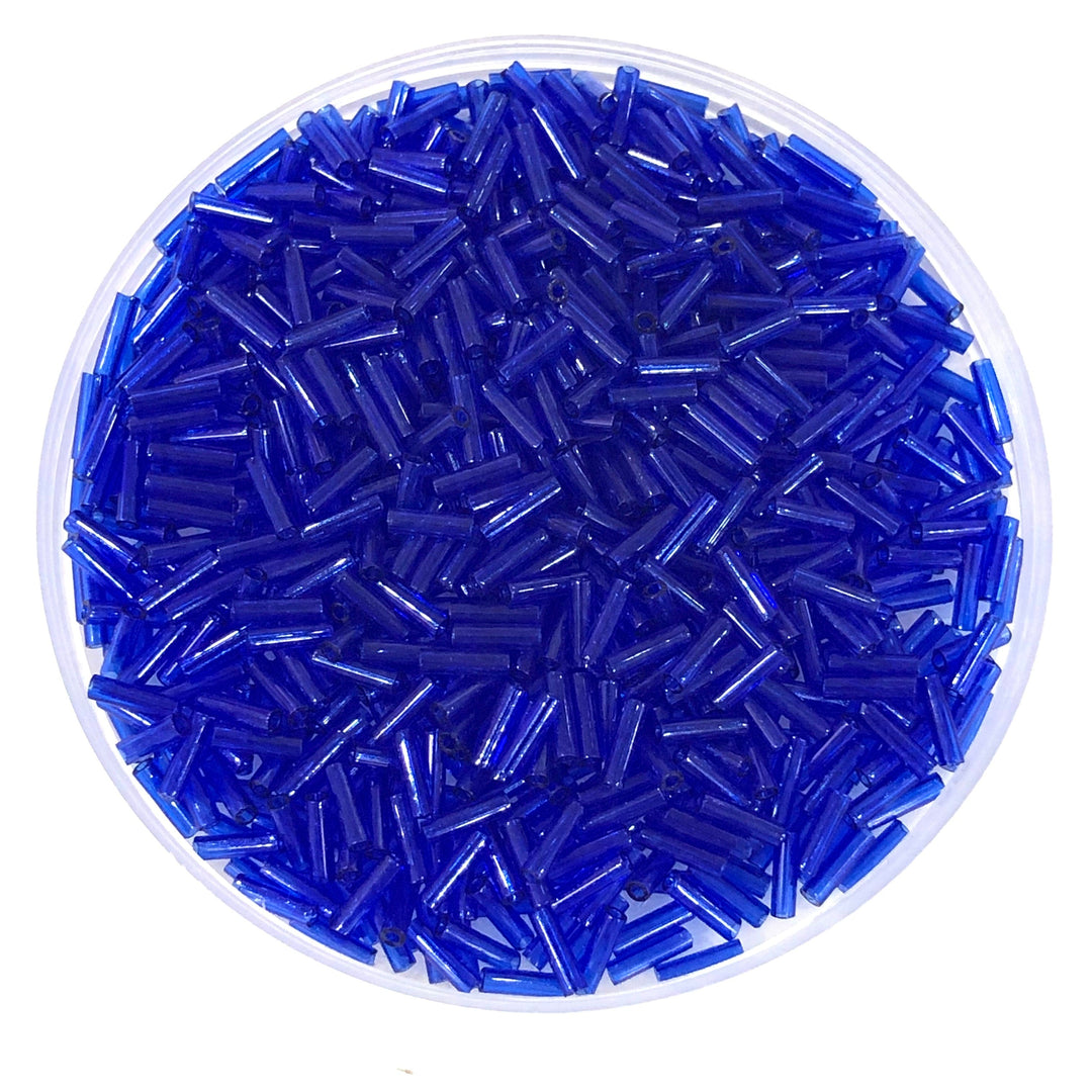 Miyuki Bugles size 6mm 0151 Transparent Cobalt 10 grams.