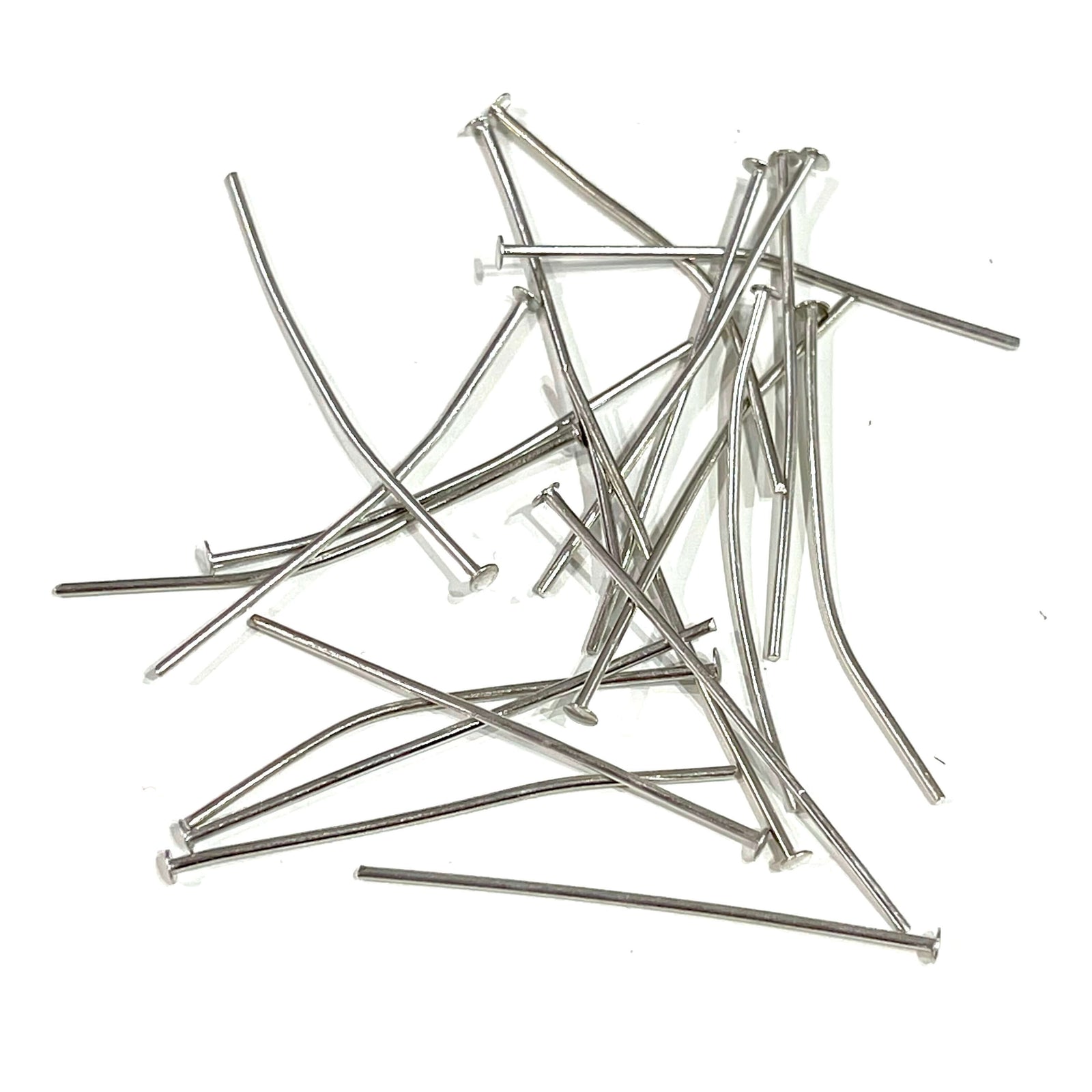 35mm Rhodium Plated Brass Head pins, 0.7mm by 35mm, Rhodium Head Pins