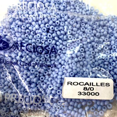 Preciosa Rocailles 8/0 Rocailles-Rundloch 100 gr, 33000 Opaque Lt. Blue