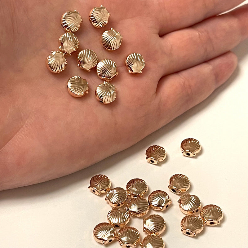 Rose Gold Plated Oyster Spacer Charms, 10 pcs in a pack