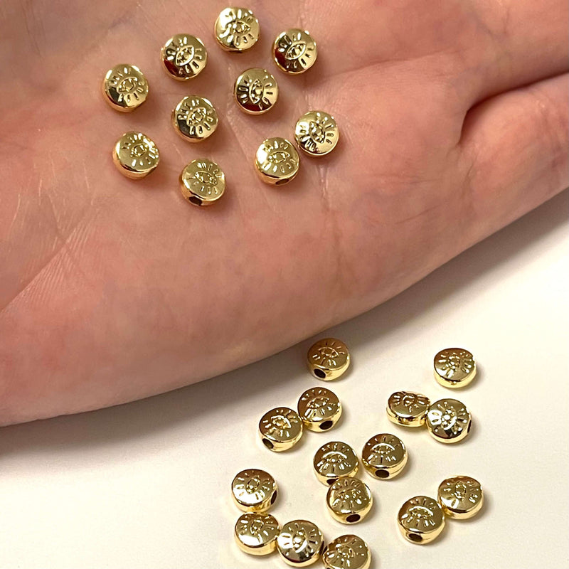 24Kt Gold Plated 6mm Spacer Flat Balls With Eye, 6mm Gold Spacer Flat Balls,  10 pcs in a pack£2