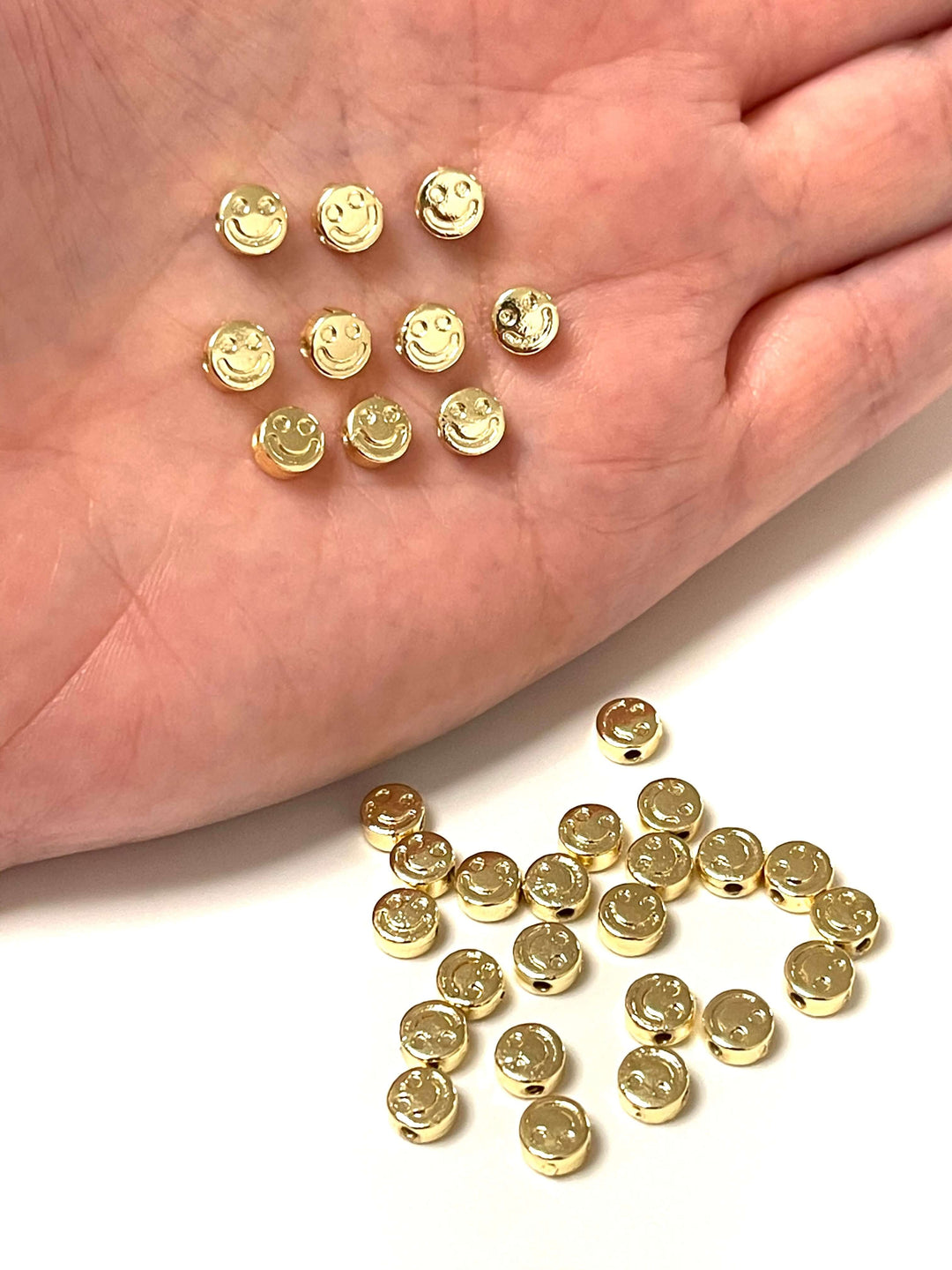 24Kt Gold Plated Brass Smiley Face Spacer Charms, Smiley Face Spacers, 10 pcs in a pack