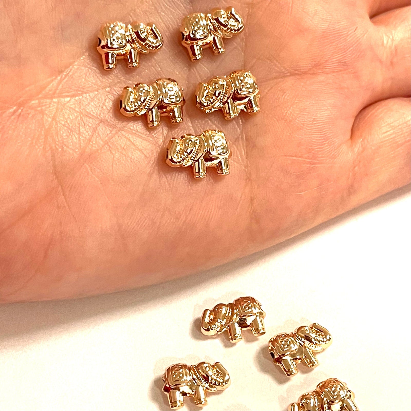 Rose Gold Plated Elephant Spacers, 5 Pcs in a Pack