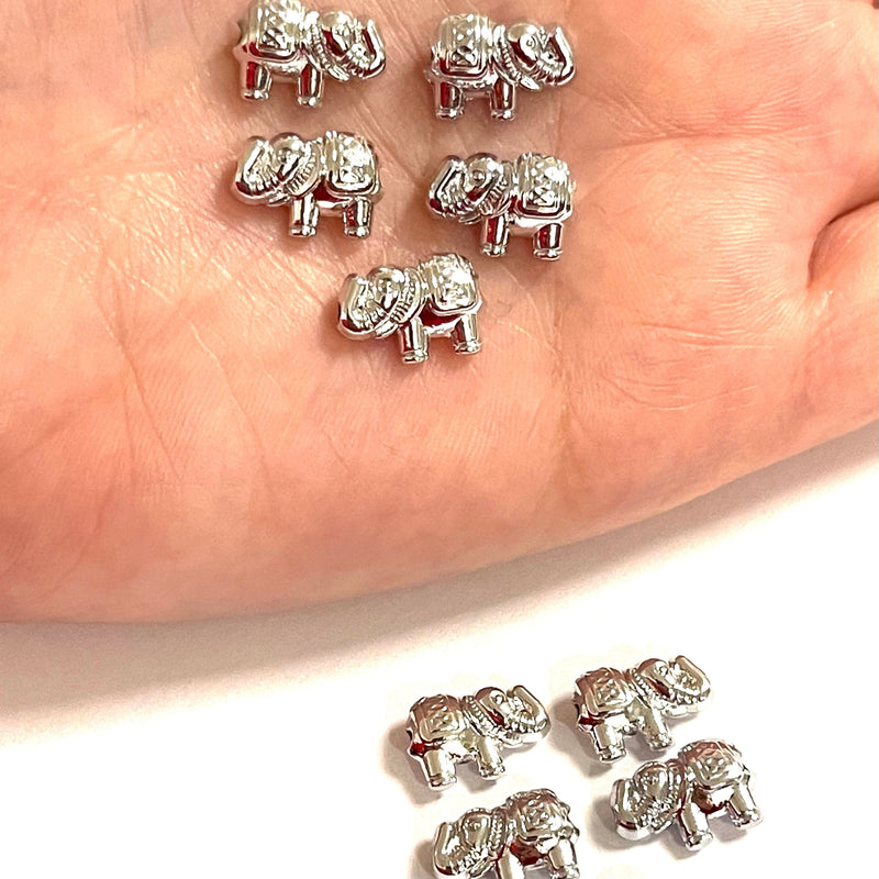 Silver Plated Elephant Spacers, 5 Pcs in a Pack
