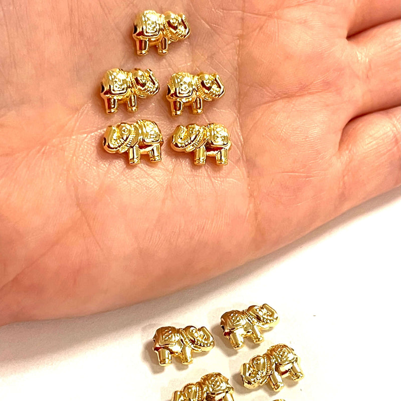 24Kt Shiny Gold Plated Elephant Spacers, 5 Pcs in a Pack