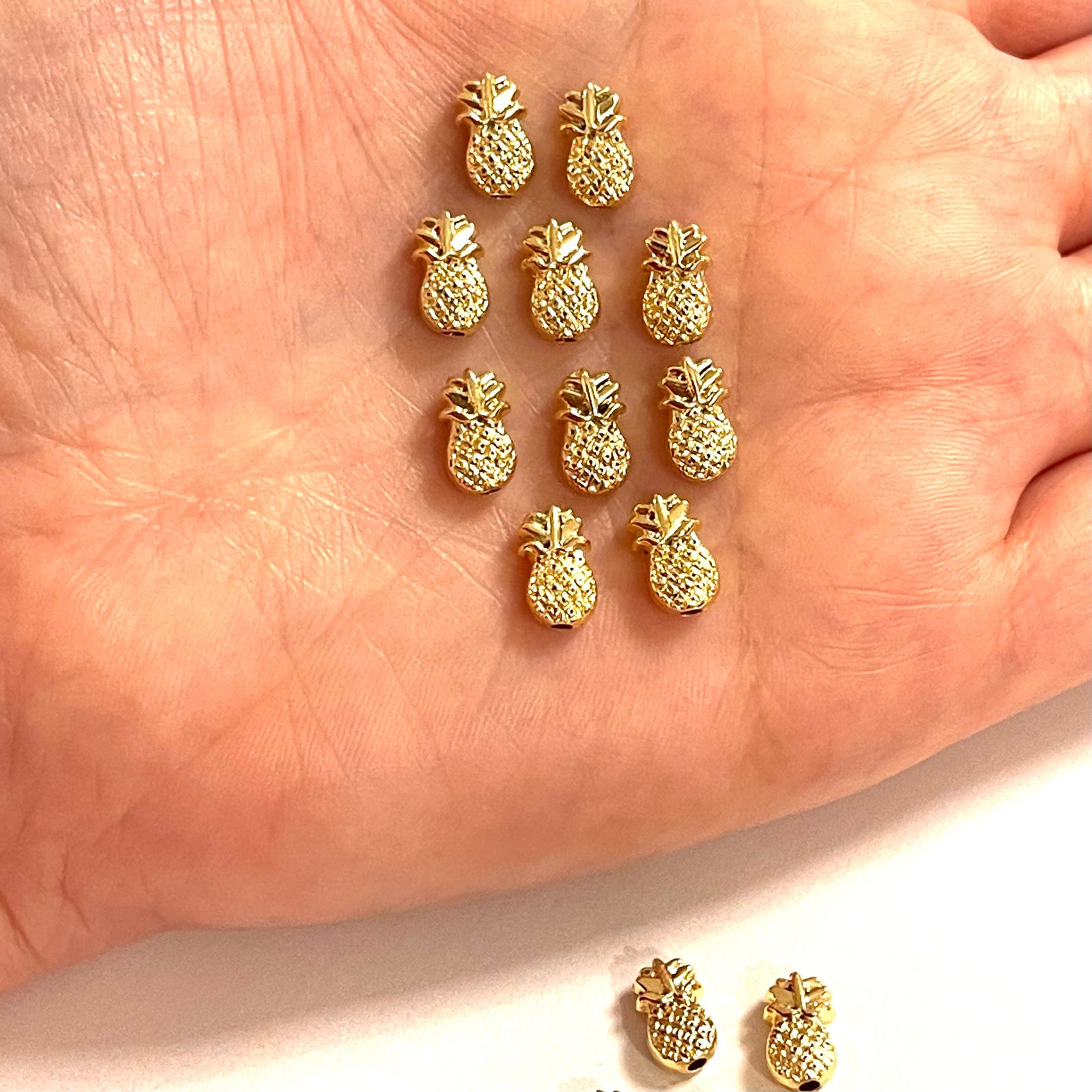 Pineapple Gold Plated Spacer Charms, 10 pcs in a Pack