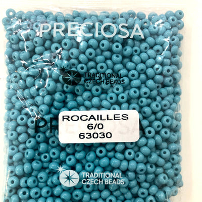 Preciosa Seed Beads 6/0 Rocailles-Round Hole 20 gr, 63030 Turquoise