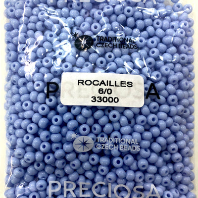 Perles de Rocailles Preciosa 6/0 Rocailles-Trou Rond 20 gr, 33000 Bleu Clair Opaque