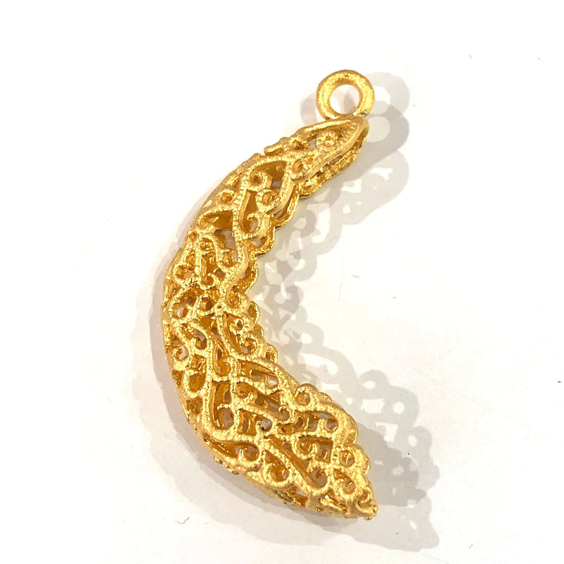 24Kt Matte Gold Plated Large Brass Pendant, Cabochon Base,