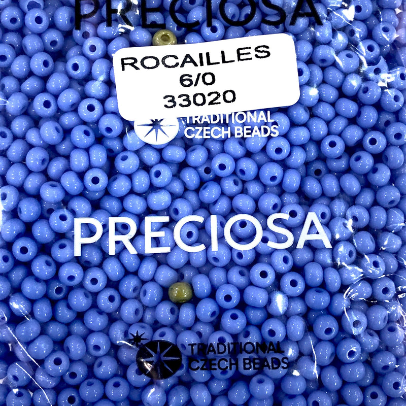 Preciosa Seed Beads 6/0 Rocailles-Round Hole 20 gr, 33020 Opaque Blue
