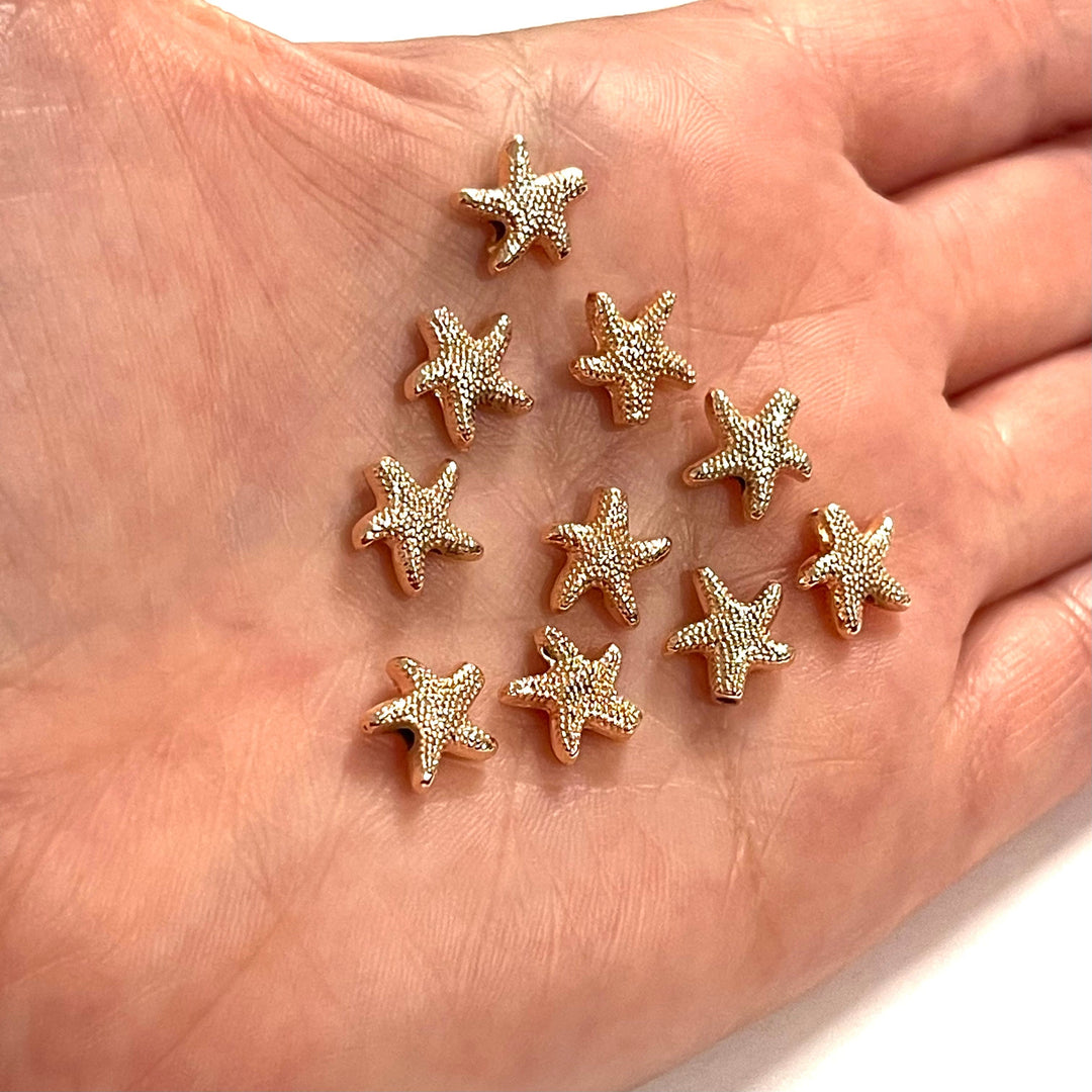 Rose Gold Plated Starfish Spacer Charms, 10 pcs in a pack