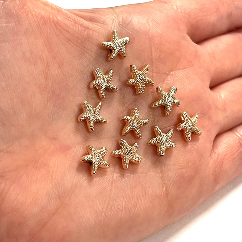 Rose Gold Plated Starfish Spacer Charms, 10 pcs in a pack