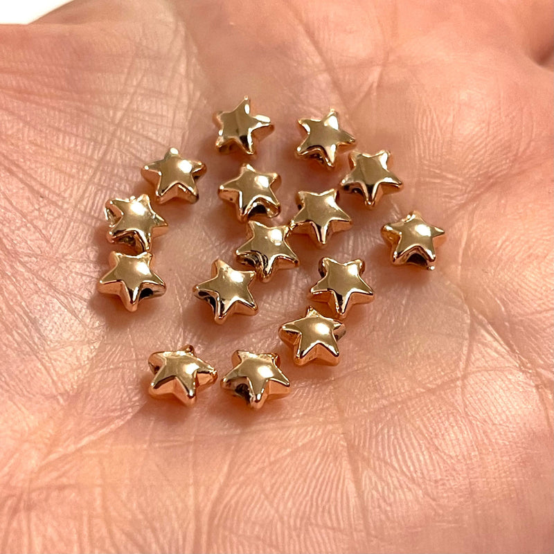 Rose Gold Plated Star Spacer Charms, 6mm Rose Gold Star Charms, 75 pcs in a pack