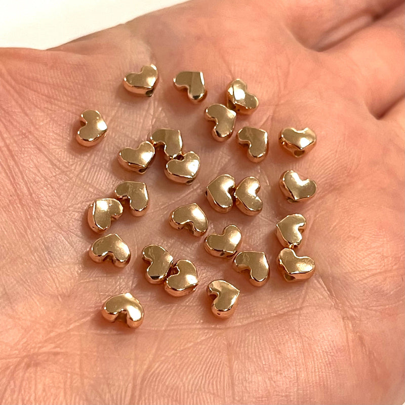 Rose Gold Plated 4mm Heart Spacers, Rose Gold Heart Spacers, 100 Pcs in a Pack