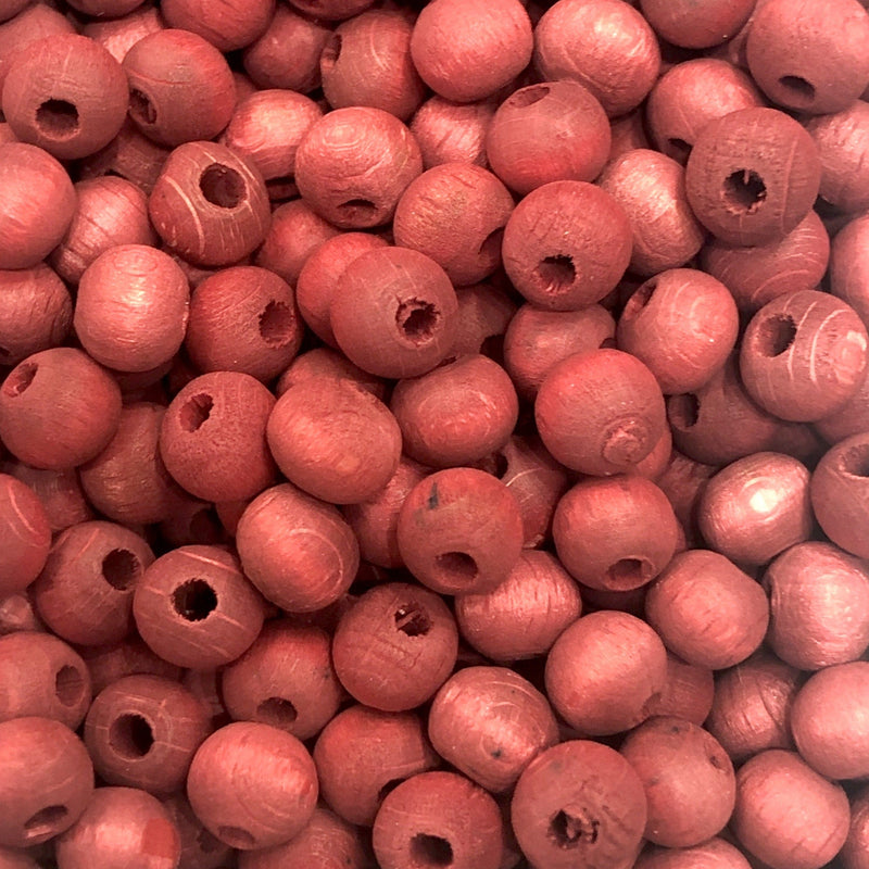 Bulk 50 Gr, 8 mm Wooden Beads-Red Color