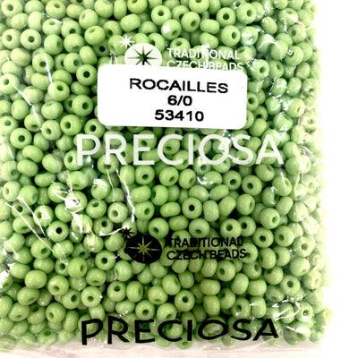 Preciosa Rocailles 6/0 Rocailles-Rundloch 100 gr, 53410 Undurchsichtig Hellgrün