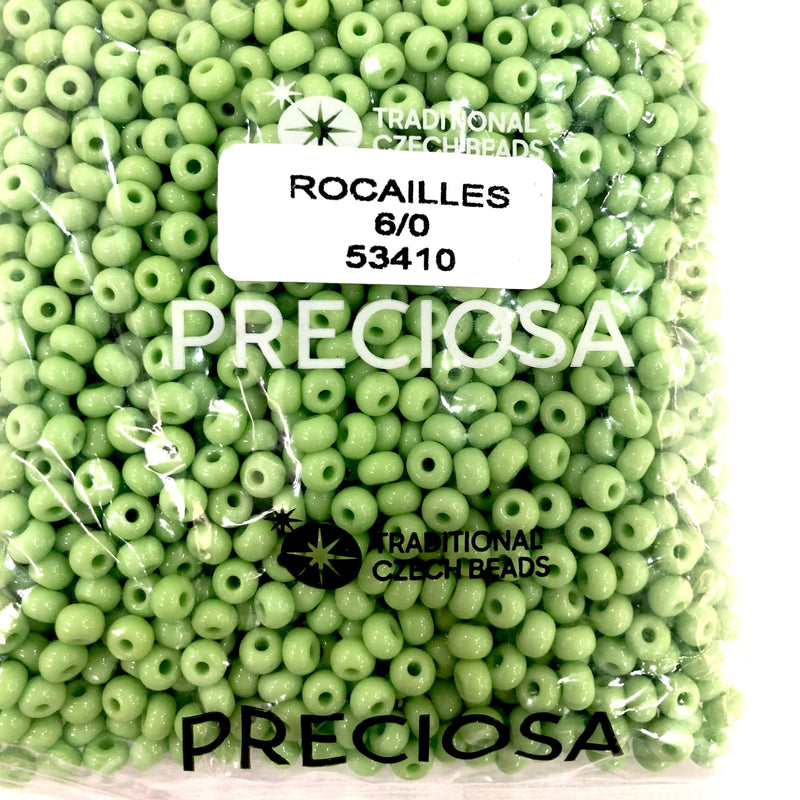 Preciosa  Seed Beads 6/0 Rocailles-Round Hole 100 gr, 53410 Opaque Lt. Green