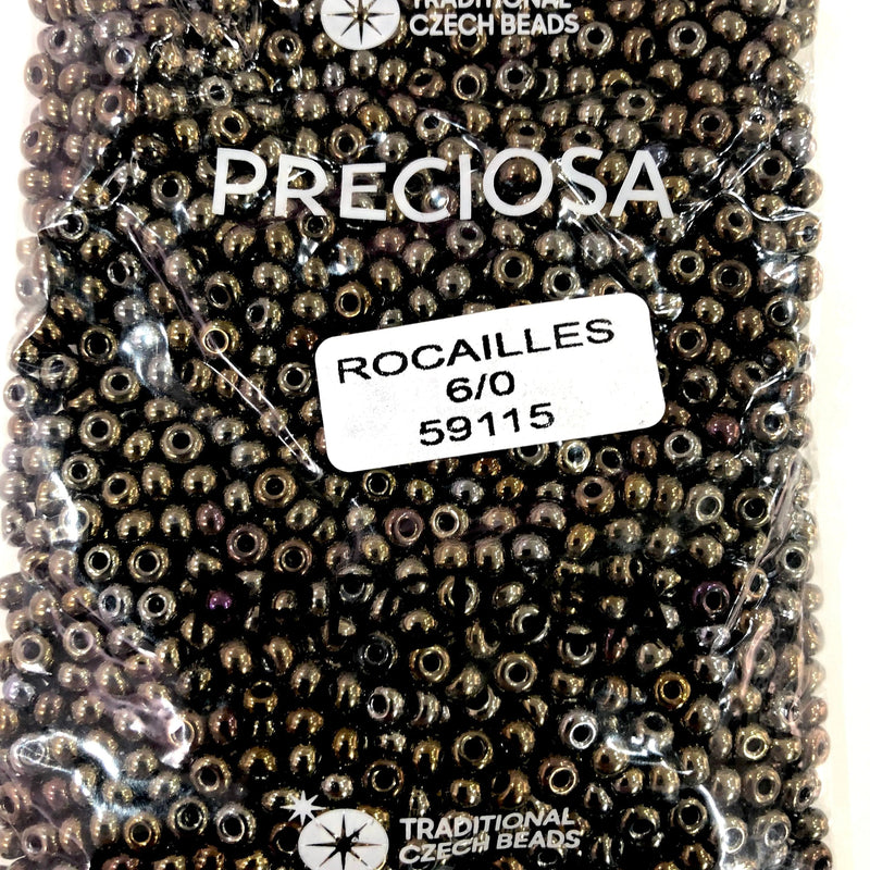 Preciosa Rocailles 6/0 Rocailles-Rundloch 20 gr, 59115 Brown Iris