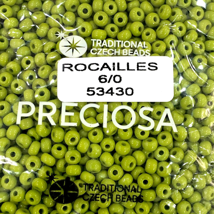 Preciosa Seed Beads 6/0 Rocailles-Round Hole 20 gr, 53430 Opaque Olivine Green