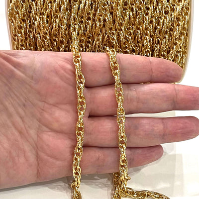24Kt Gold Plated 7X5 Open Ring Chain, 7x5 Gold Chain£4.5