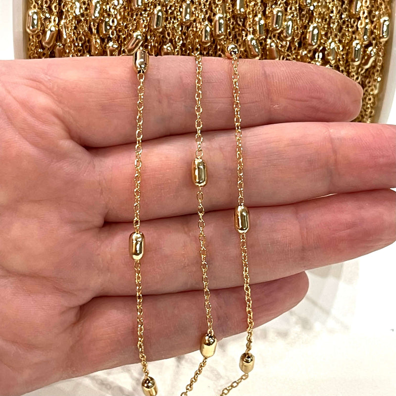 24Kt Shiny Gold Plated Soldered Chain 2x1.5mm Chain with 6x3mm Tubes