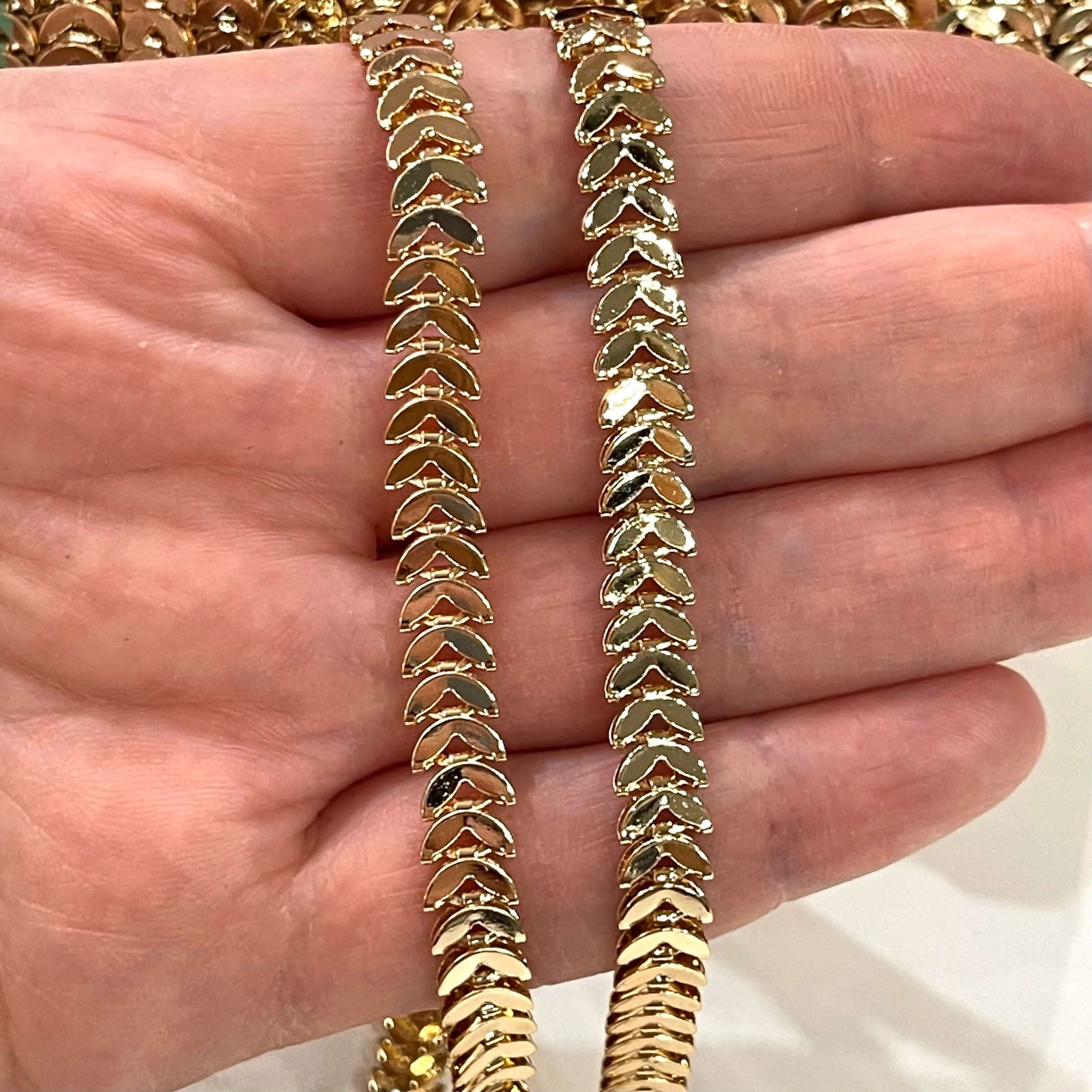 24Kt Gold Plated 6mm Chevron Chain, 6mm Gold Chain