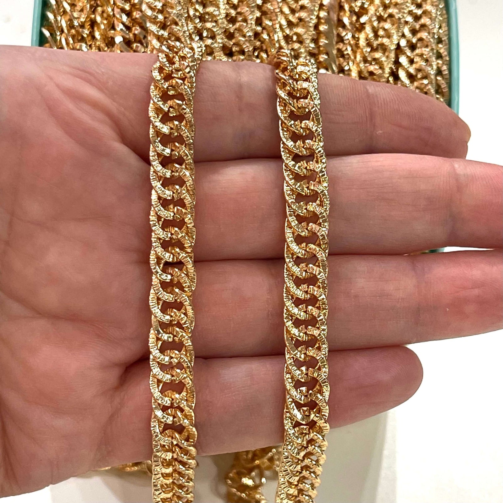 24Kt Gold Plated 9X7mm Open Ring Chain, 9X7mm Gold Chain